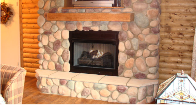 Stone fireplace